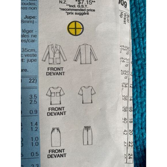 Butterick Sewing pattern 6007 suit blazer skirt sz 6 8 10 - Picture 4 of 6